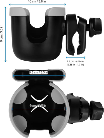 Accmor Stroller Cup Holder with Phone Holder, Bike Cup Holder, Universal Cup Holder for Uppababy Nuna Doona Strollers, 2-in-1 Cup Phone Holder for Stroller Bike Accessory