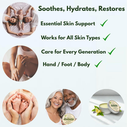 Tea Tree Oil Balm, Itchy Skin Relief for Soothing Rashes, Jock Itch, Athlete’s Foot, Folliculitis, Bug Bites. Natural Formula for Dry Sensitive Skin | Safe for All Ages 1pack