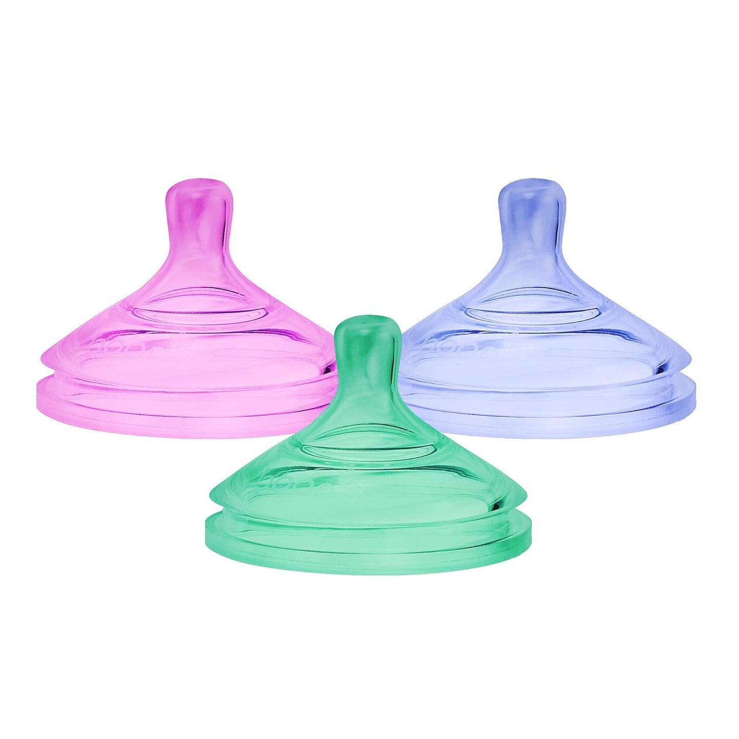 Boon Nursh Food-Grade Silicone Baby Bottle Nipples - Fast Flow - Baby Bottle-Feeding Supplies Fits All Boon Nursh Bottles - Colorblock - 3 Count - Ages 6 Months and Up