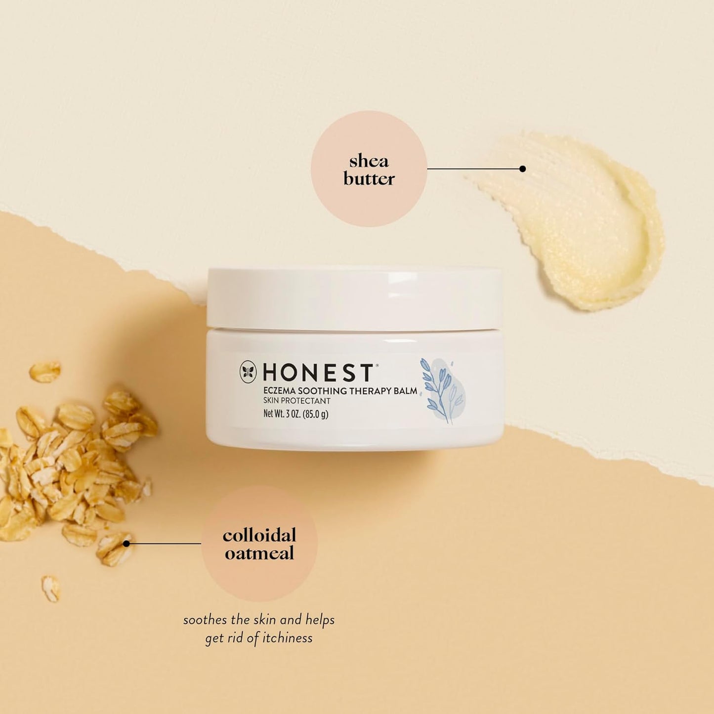 The Honest Company Eczema Soothing Therapy Cream and Skin Protectant, Naturally Derived, Gentle for Baby, Prebiotics Colloidal Oatmeal, 7 oz