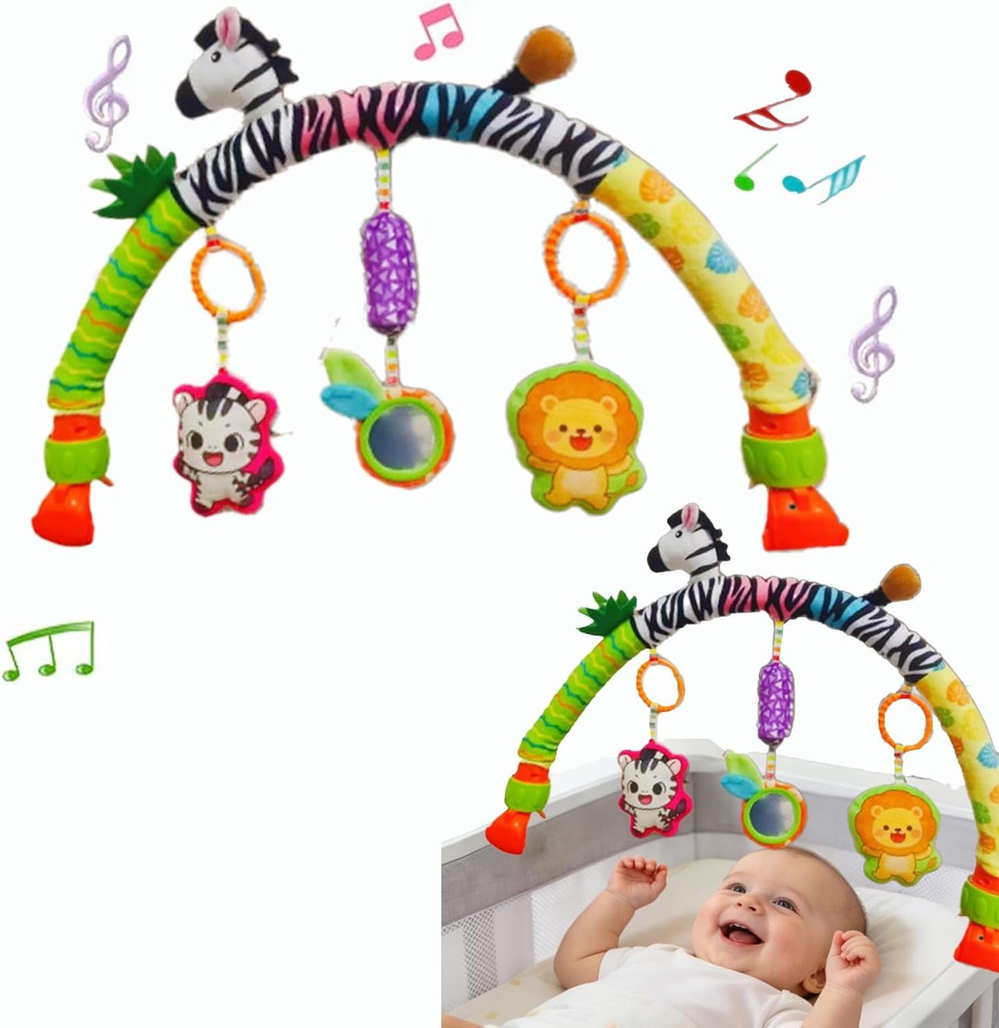 Pau1Hami1ton Baby Stroller Arch Toys, Car Seat Toys,Bouncer Toy Bar/Mobile for Bassinet,Adjustable Baby Hanging Toys Fit for Crib Bed,Stroller,Car Seat.S-19(Crab)