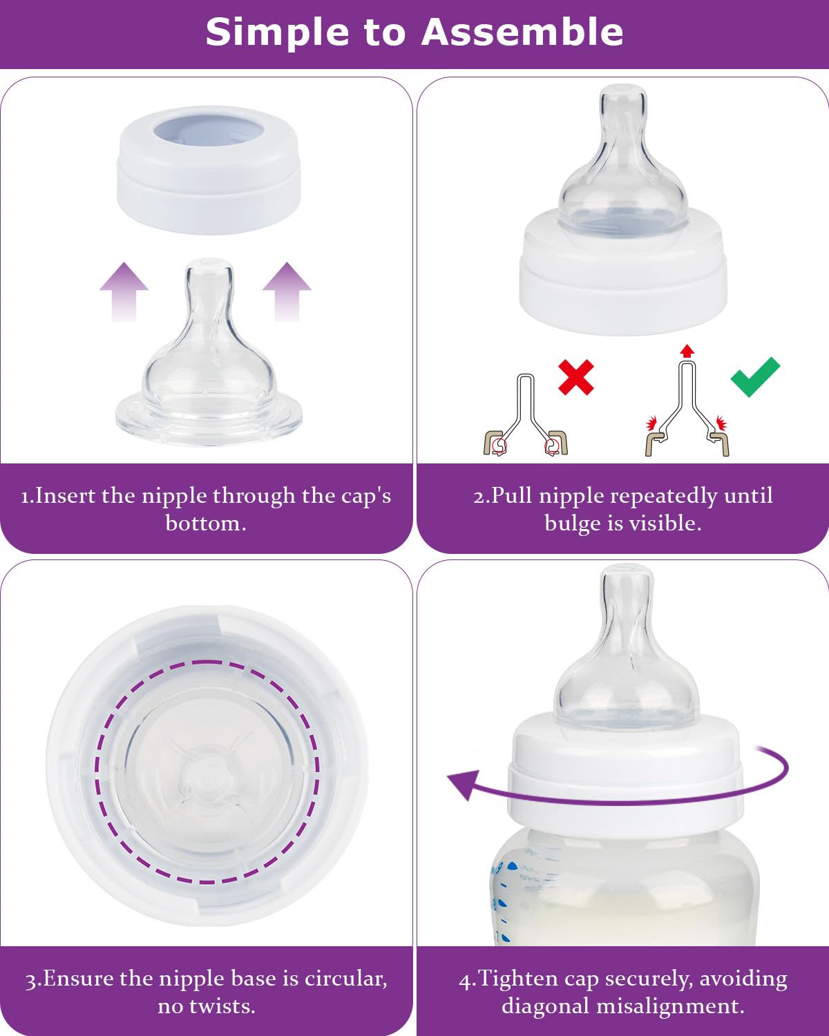 Silicone Nipples for Philips Avent Anti-Colic Baby Bottles,Size 1 Nipple,1m+,Slow Flow, 4 Count