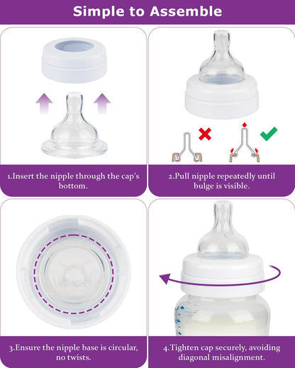 Silicone Nipples for Philips Avent Anti-Colic Baby Bottles,Size 1 Nipple,1m+,Slow Flow, 4 Count