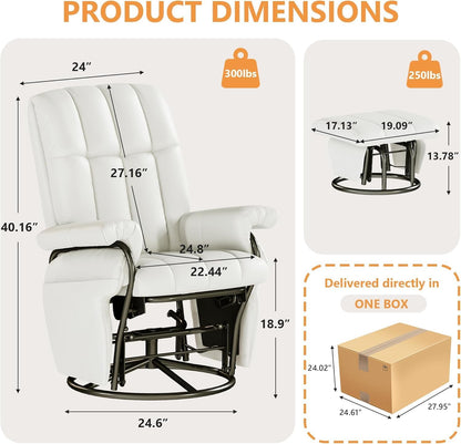 JIASTING 360° Swivel Recliner Chair with Ottoman & Double Side Pockets, Nursing Glider Rocking Recliner Chair, Gliding Chairs for Nursery, Living Room, Bedroom, Office (Gray)