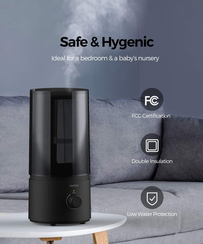 raydrop Cool Mist Humidifiers for Home Babies, 1.70 L Quiet and Small Ultrasonic Humidifier for Bedroom Nightstand, Space Saving, Auto Shut Off - (0.45 Gallon, US 110 V)