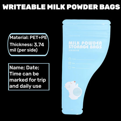 30 Pack 3.94x7.87 inch Writable Bulk Disposable Powder Bags for Travel Sample Dispenser Baby Formula Storage Container Transparent Window Portable Protein Powder Leakproof Pouches
