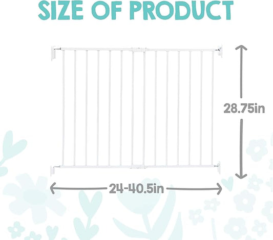 Regalo Safety 24"-40.5" Extra Wide Baby Gate for Stairs & Hallways, Hardware Mounted 2-in-1 Stair Gate for Babies, Toddlers, & Pets, White