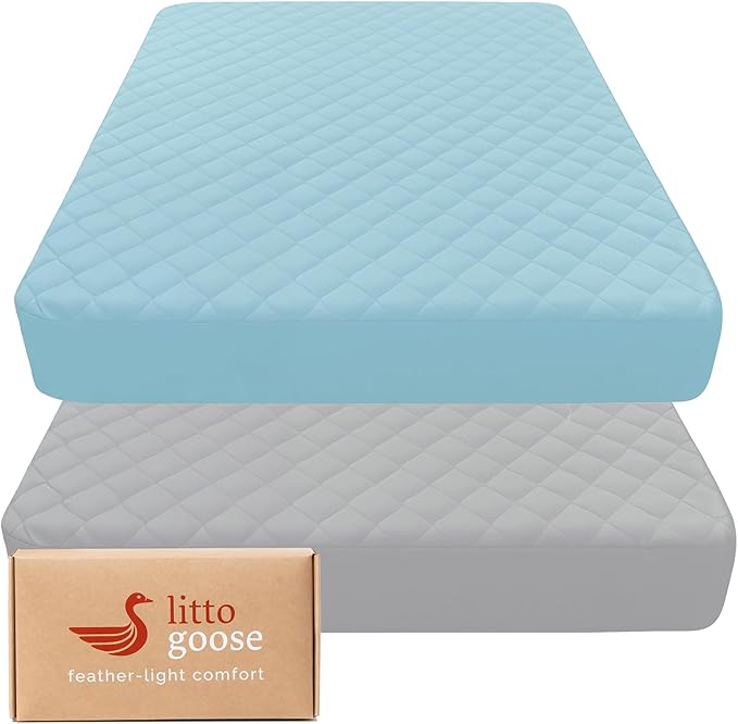 Quilted Crib Mattress Protector (2-Pack), Soft Toddler Mattress Pad Cover, Fits Standard Baby Crib Mattress 52x28''