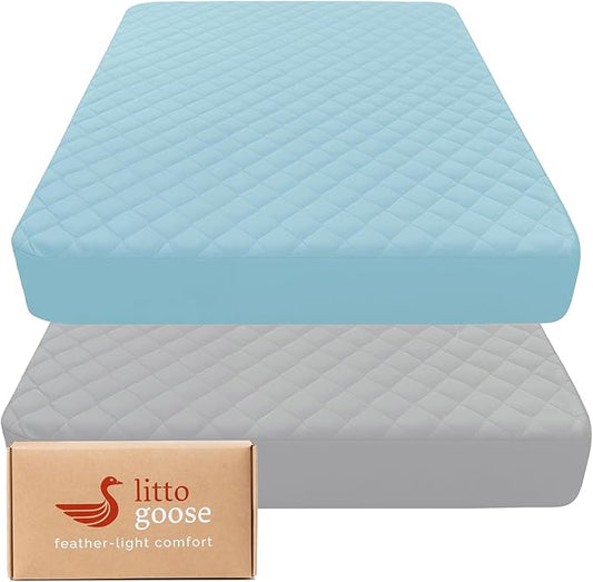 Quilted Crib Mattress Protector (2-Pack), Soft Toddler Mattress Pad Cover, Fits Standard Baby Crib Mattress 52x28''