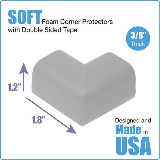 KidKusion Child Safety Corner Cushion | Soft Gray | 4 Pack | Made in USA, Child Safety, Child Proofing Corner Guard, Home Furniture Safety Bumper, Baby Proof Table Protector