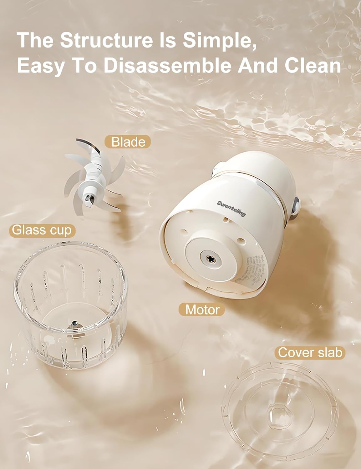 Baby Food Maker, Creamy White Baby Food Blender, 10oz Food Puree Maker, Food Processor for Foods Fruit Vegetable Meat, 8-Second Quick Soft Food Prep，BPA-Free