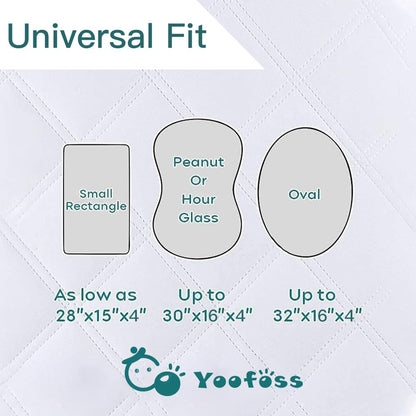 Yoofoss Waterproof Bassinet Mattress Pad Cover 2 Pack Fit for Rectangle Bassinet Mattress, Baby Bassinet Mattress Protector for Boys and Girls 34X19in