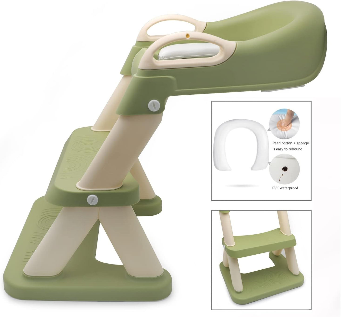 HTTMT- Giraffe Potty Training Toilet Ladder Seat With Upgraded Cushion Step Stool Ladder Toilet Chair/Toilet Trainer for Baby Toddler Kids Children In Pink [P/N: ET-BABY001-PINK STEP]