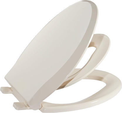 17" White Round Toilet Seat for Adult and Child, Built-In Potty Training Seat with Soft Quiet Close Non-Slip Design, Magnetic Kids Seat and Cover for Round/Oval Toilets, Easy to Install and Clean