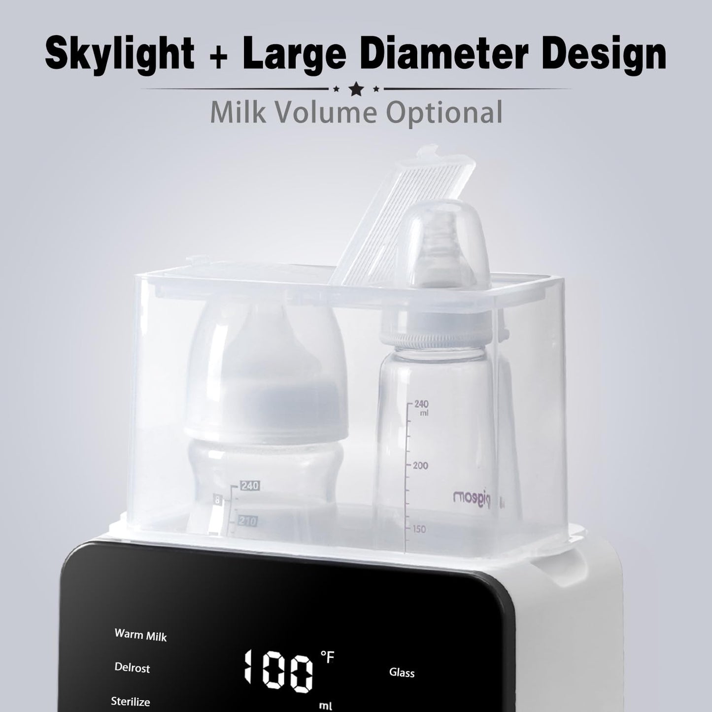 Losbenco Double Bottle Warmer and Steri-lizer, 8-in-1 Fast Baby Milk Warmer with Timer for Breastmilk or Formula, Multifunctional Bottle Warmer with Food Heater Defro