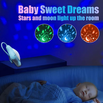 Portable White Noise Machine for Baby | Sleep Aid Music Lullaby Sound Machine with Star Projector for Nursery, Home, Travel | Gift for Infants, Toddlers, Kids