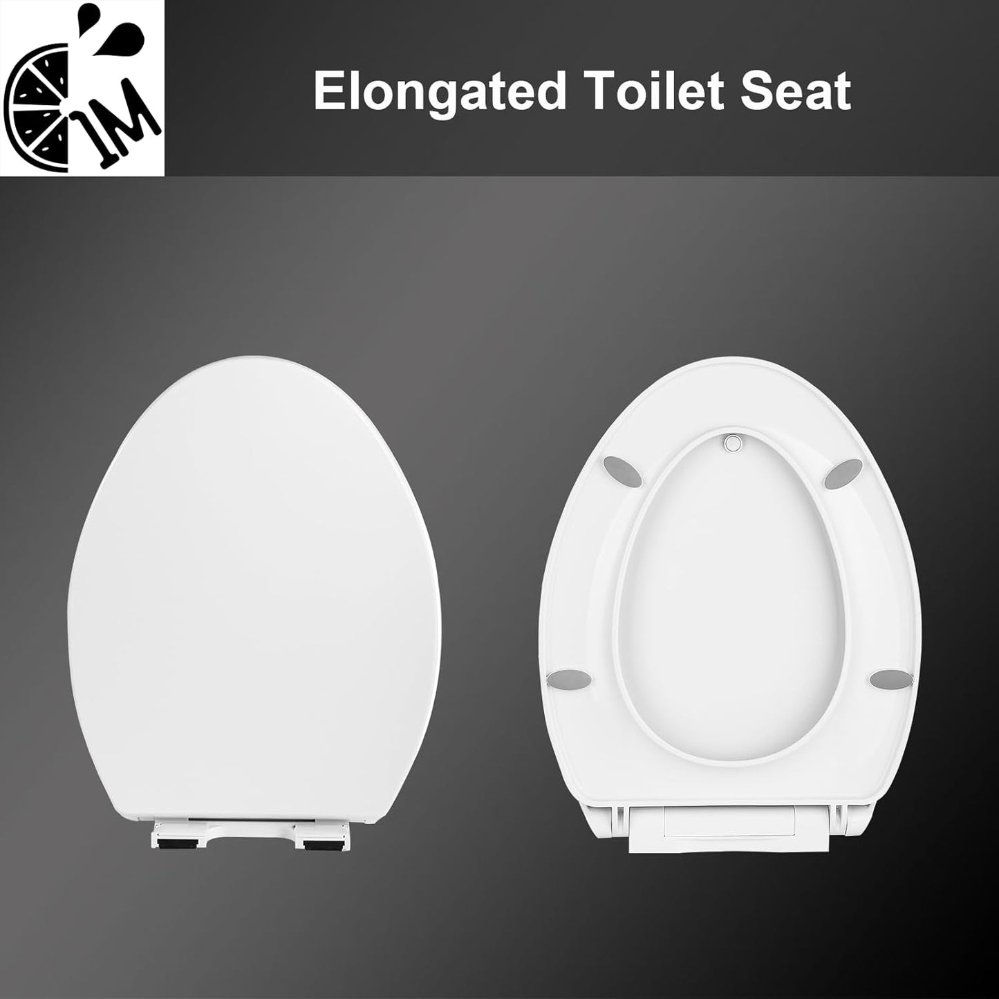 1M Family Toilet Seat, Patented Slow Close & Quick Releasing Technology, Anti-Wiggling, Easy to Install and Clean, Standard Elongated with Toddler Seat Built In (1 Piece)