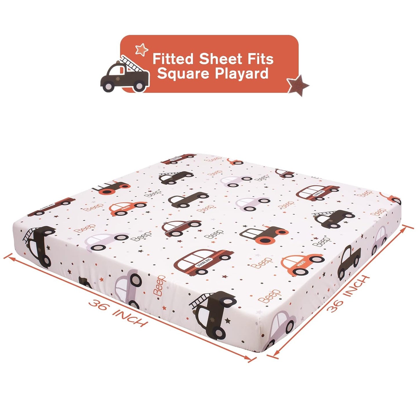 Cloele Square Playard Fitted Sheet 36x36, Ultra Soft Polyester Playpen Sheet for Baby & Pet, Dogs Pattern Pack and Play Crib Sheets, Portable Playard Mattress Cover
