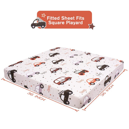 Cloele Square Playard Fitted Sheet 36x36, Ultra Soft Polyester Playpen Sheet for Baby & Pet, Dogs Pattern Pack and Play Crib Sheets, Portable Playard Mattress Cover