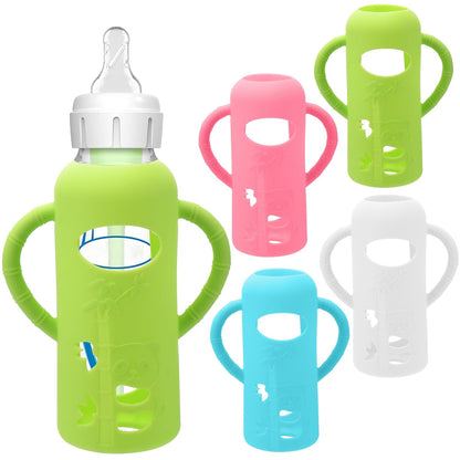 BUSOHA 3 Pack Silicone Sleeves for Dr Brown Glass Baby Bottles - Drop Protection Baby Bottle Sleeves,Compatible with Dr. Brown's Newborn Glass Bottles,with Silicone Handles,8 oz