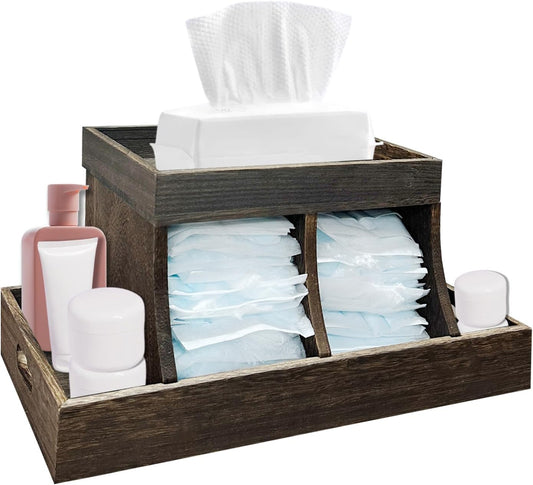 YEXEXINM Diaper Caddy Organizer - Durable Wooden Changing Station Table with Diaper Storage for Wipe Dispenser, Wipe Warmer and Other Diapering Essentials