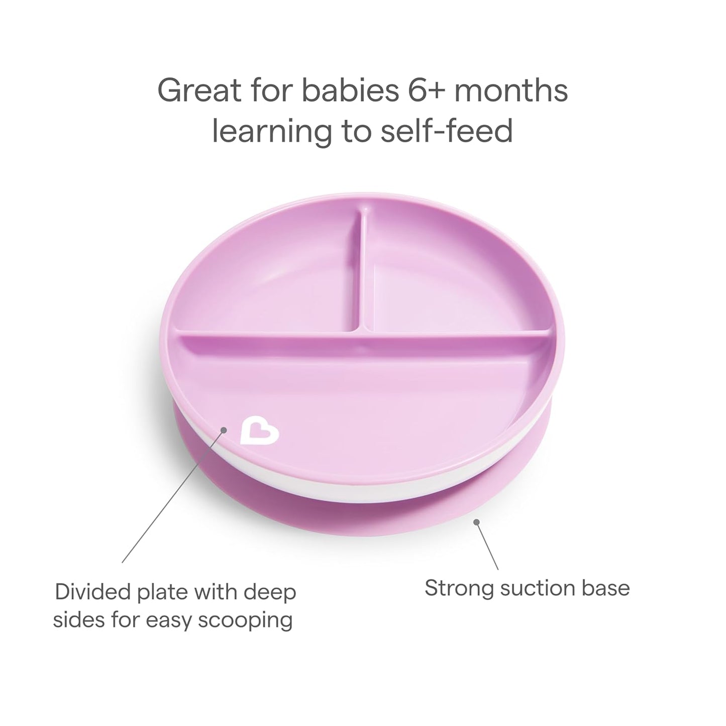 Munchkin Stay Put Suction Plates for Baby and Toddler, 3 Divided Sections , Blue/Green