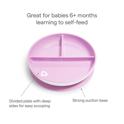 Munchkin Stay Put Suction Plates for Baby and Toddler, 3 Divided Sections , Blue/Green