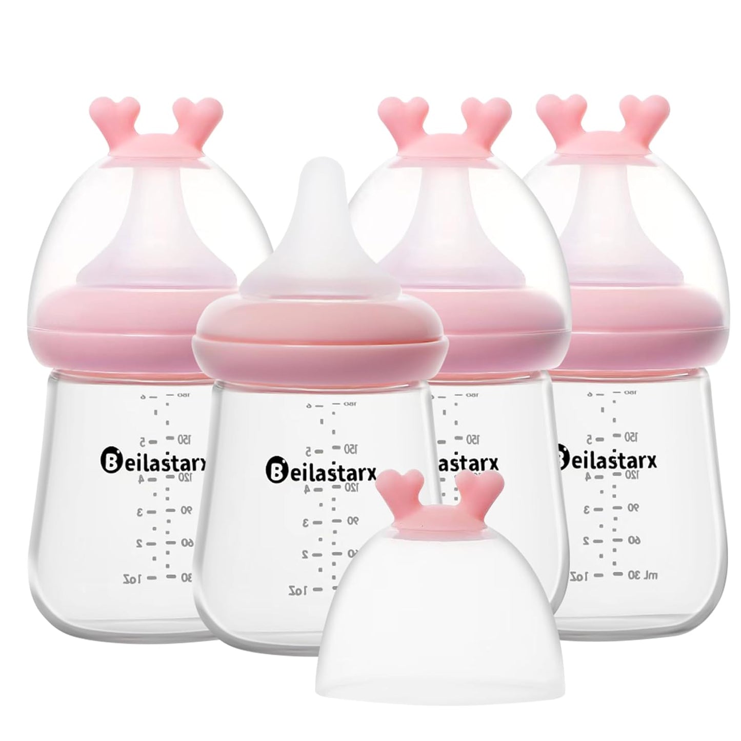 Glass Baby Bottles with Natural Response Nipple Size SS - Anti Colic Baby Bottles Wide Neck Slow Flow Baby Bottle (Multicolor, 4oz (Pack of 2))