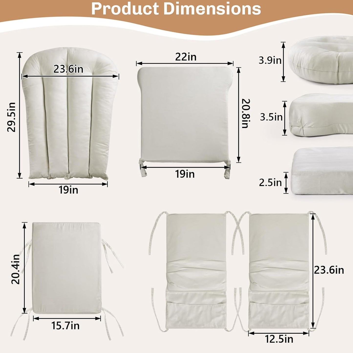 5PCS Suede Glider Rocker Replacement Cushions with 29.5" High Backrest & Side Pockets, Thickened Soft Glider Rocking Chair Cushions with Ottoman Cushion for Indoor Nursery Rocking Chair, Green