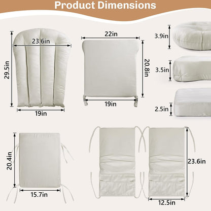 5PCS Suede Glider Rocker Replacement Cushions with 29.5" High Backrest & Side Pockets, Thickened Soft Glider Rocking Chair Cushions with Ottoman Cushion for Indoor Nursery Rocking Chair, Green