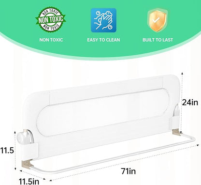 UPGOGO Folding Bed Rail for Toddlers,Baby Bed Rail Guard with Reinforced Anchor Safety System,Fit Bunk,Full Size,Queen,King,Twin(White,71"x23.6")