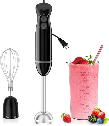 Bonsenkitchen Hand Blender, Immersion Blender with 2 Mixing Speed, Electric Handheld Mixer Portable Stick Mixer with Stainless Steel Blades for Soup, Smoothie, Puree, Baby Food