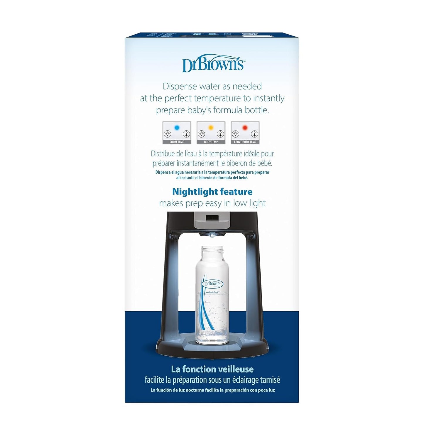 Dr. Brown's Insta-Prep Warm Water Dispenser to Instantly Prepare Baby’s Formula Bottle,Large Capacity Glass Tank with 3 Temperature Settings,Black