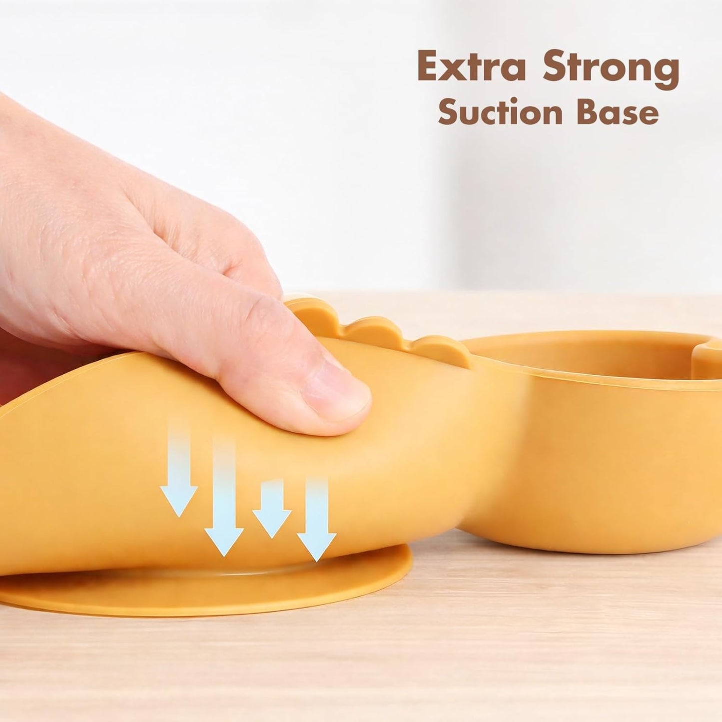 ROCCED Suction Plates for Baby, Silicone Plates with Suction Divided, Baby Spoon Fork Set for Toddler Baby Dishes Kids Utensils-Crab Dusty Blue