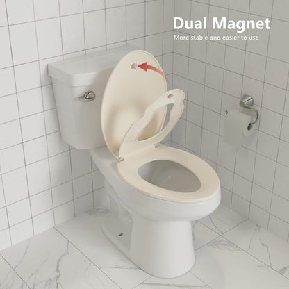 Toilet Seat Round,Toilet Seat with Toddler Seat Built in, Potty Training Toilet Seat Round Fits Both Adult and Child, with Soft Close,Easy Install and Clean - White, Round