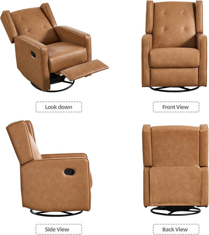 CANMOV Swivel Rocker Recliner Chair, Nursery Glider Chair, Nursery Rocking Chairs, Manual Reclining Chair, White