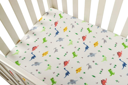 Onacosht Pack and Play Sheets 3 Pack for Baby Boy, Stretchy Jersey Knitted Portable Mini Crib Sheets Playard Mattress Cover, Woodland Animal Elephant Fox Lion Bear Giraffe Zebra Printing