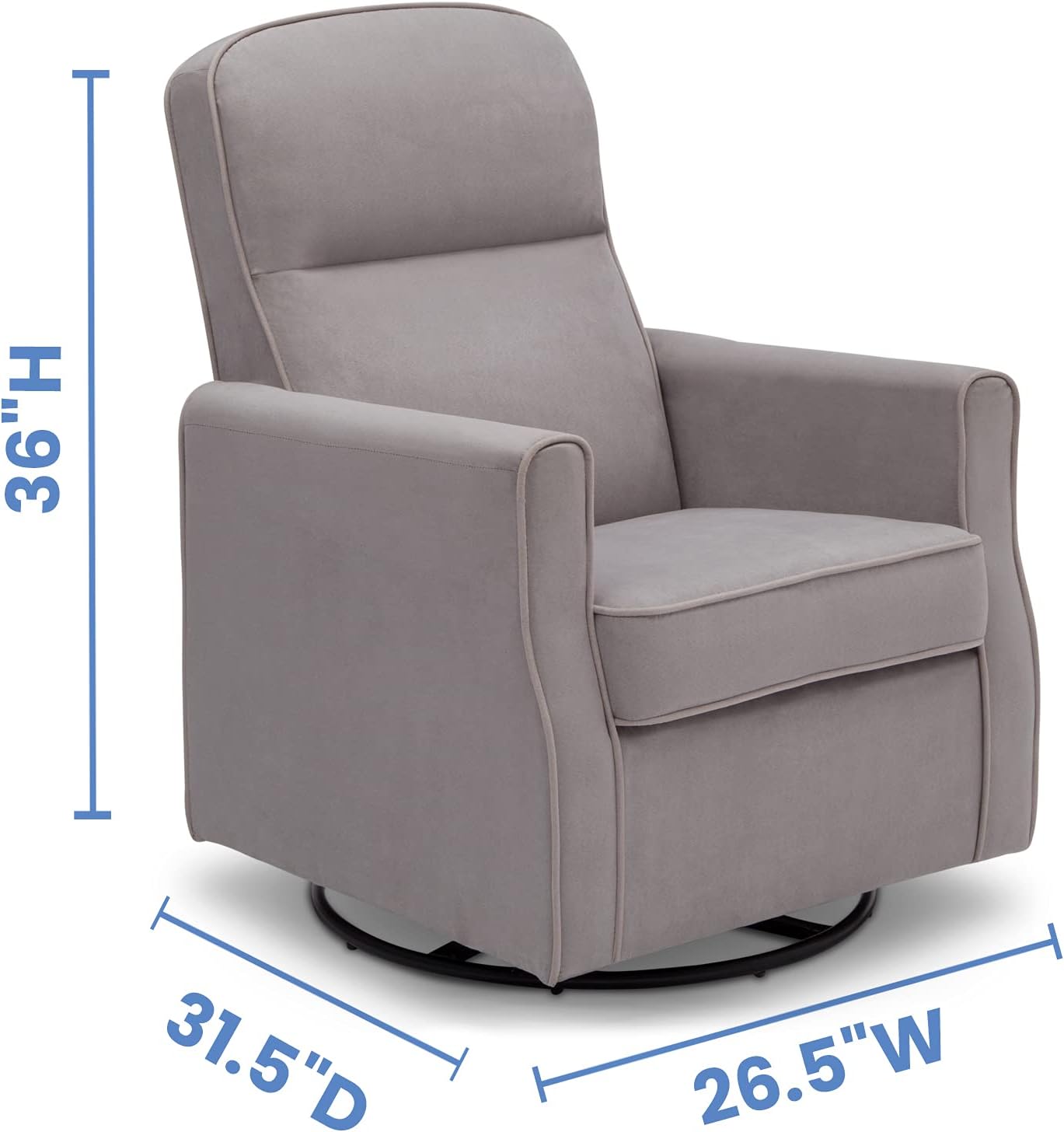 Delta Children Clair Slim Nursery Glider Swivel Rocker Chair, Dove Grey