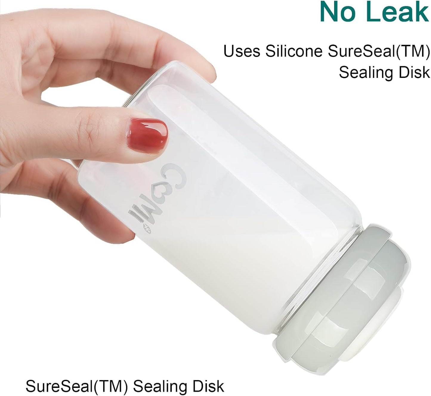 COMI Wide Neck Glass Breastmilk Collection n Storage Bottle, 4 Packs,10oz with Screw Ring Sealing Disk,Re-markable Sealing Disc,BPA Free,Fits Breast Pumps&Nipples(4 Green Lids)