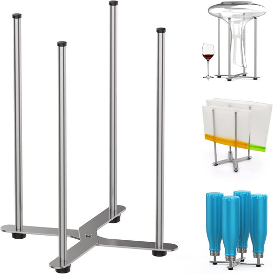 Reusable Bag & Bottle Drying Rack, Baby Bottle Drying Rack, Collapsible Cup Drying Rack for Glass, Mugs -Stainless Steel Countertop Organizer