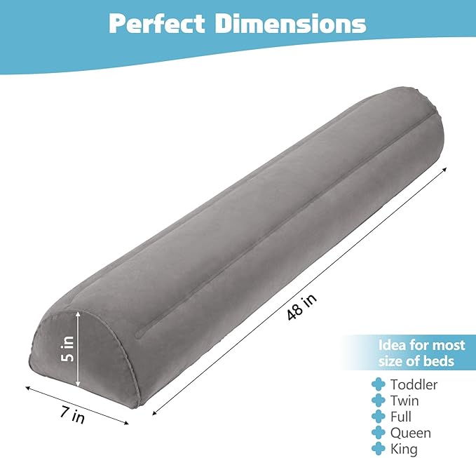 USHMA 2Pack Travel Bed Rails for Toddlers | Non-Slip Soft Flocking Portable Inflatable Bed Rails for Toddlers | Travel Toddler Bed Rail for Full, Queen, King Size Beds | Portable Bed Rail for Travel