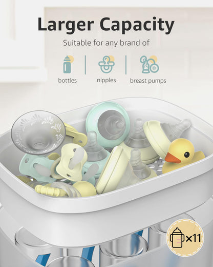 HAUTURE Bottle Sterilizer and Dryer, 6-in-1 Baby Bottle Sterilizer (Esterilizador de Biberones), 10 Bottles Capacity, Electric Steam Bottle Sanitizer for Baby Bottles, Breast Pump Parts & Pacifiers