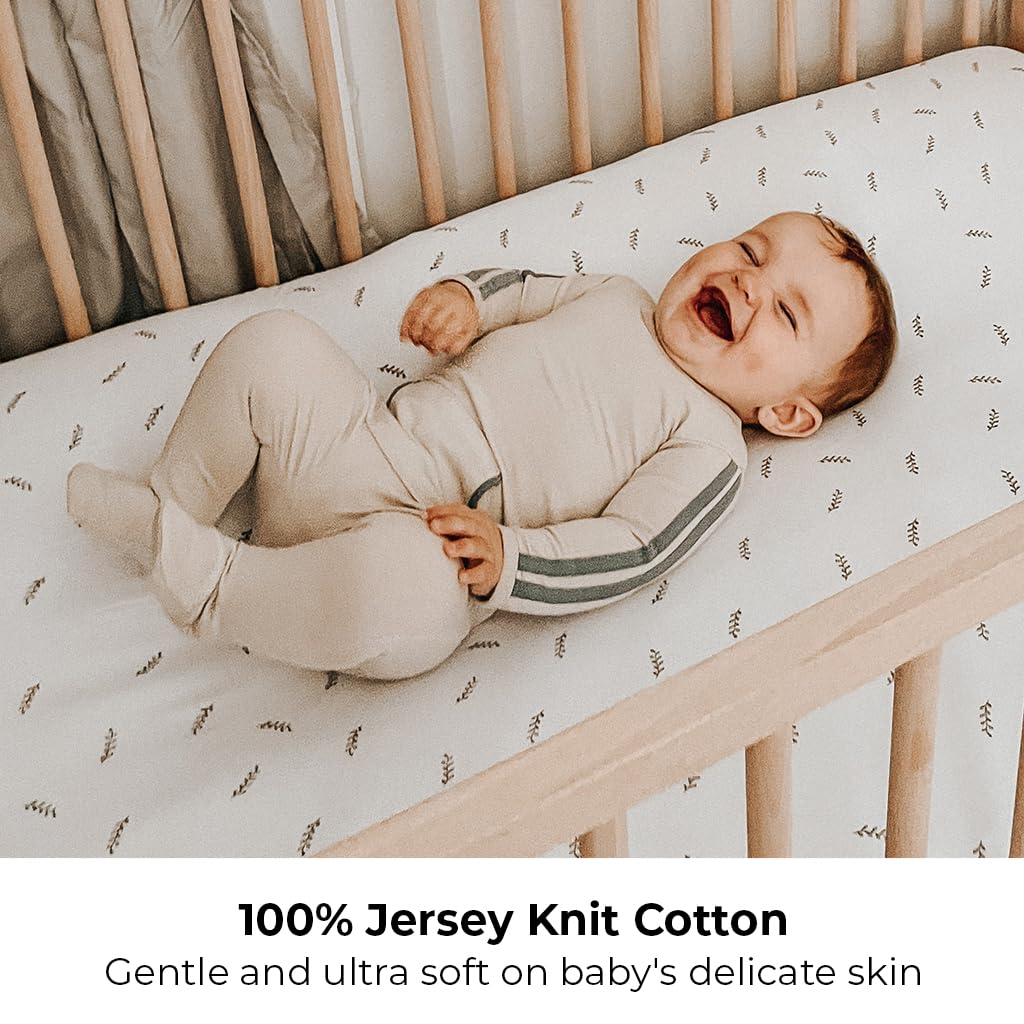 Ely's & Co. Pack N Play Fitted Playard Sheets - Breathable 100% Jersey Knit Cotton - Unisex Mini Crib Mattress Cover - Grey Sage Diamond - 2 Pack Set