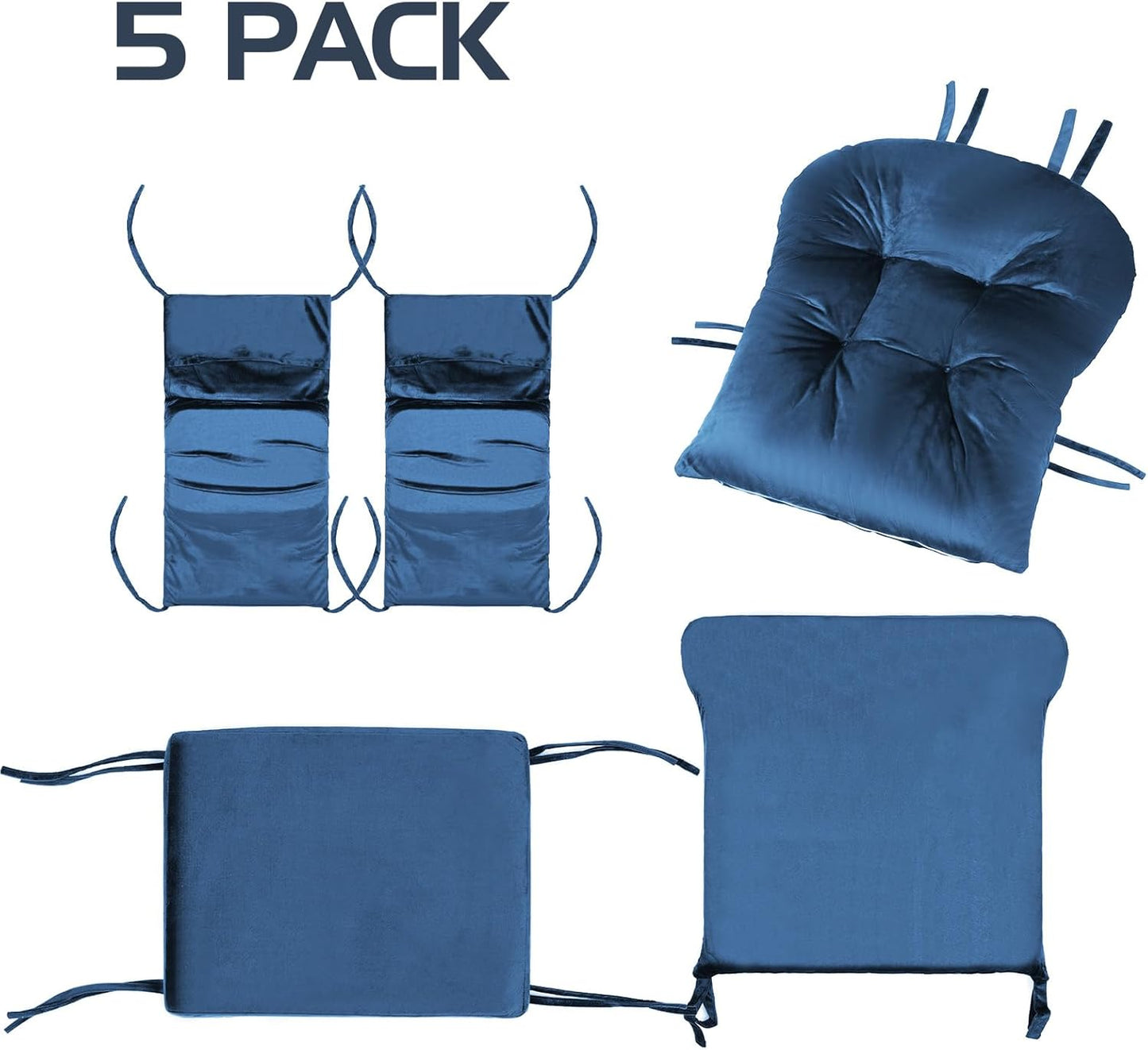 Lucky Monet 5Pcs Glider Rocker Replacement Cushions - Velvet Glider Cushions Replacement Set with Side Storage Pockets, Thick Glider Chair Cushions Washable & Non Slip, Cushion ONLY - Beige