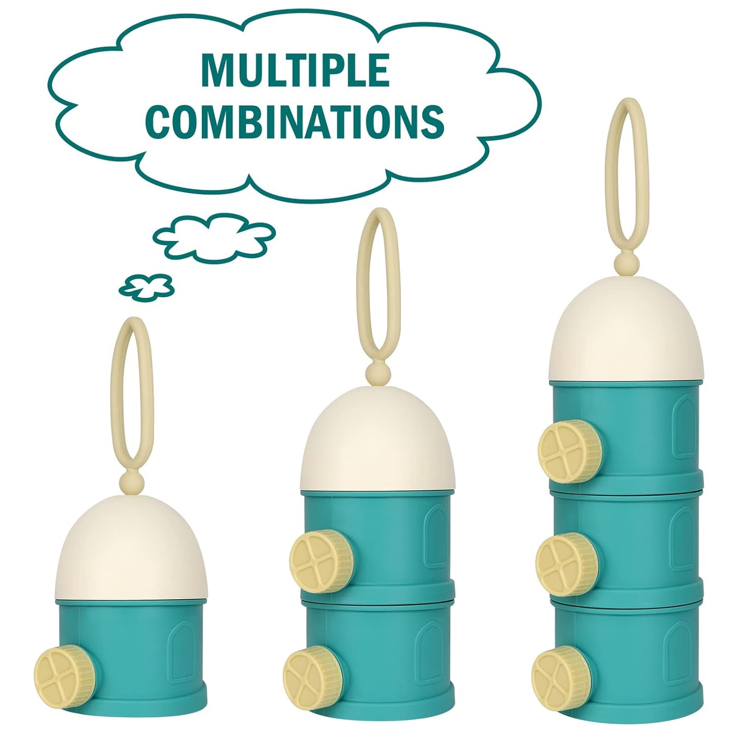 Accmor Formula Dispenser On The Go, 4 Layers Stackable Formula Container to Go, Non-Spill Portable Milk Powder Baby & Kids Snack Container, Pink