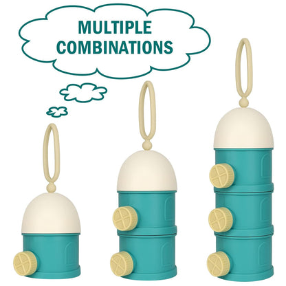 Accmor Formula Dispenser On The Go, 4 Layers Stackable Formula Container to Go, Non-Spill Portable Milk Powder Baby & Kids Snack Container, Pink