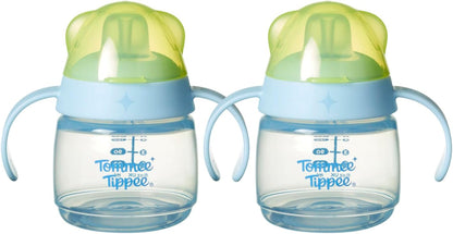 Tommee Tippee Starter Weighted Straw Baby & Toddler 10oz Sippy Cup for 6 Months+, with Silicone Weighted Straw and Easy-Hold Handles, BPA Free, Pink & Purple, Pack of 2