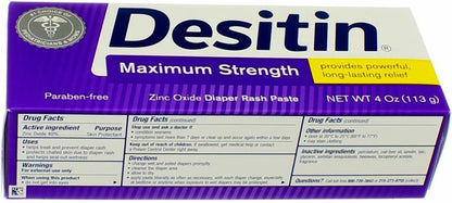 DESITIN Maximum Strength Diaper Rash Paste 4 oz (Pack of 4)