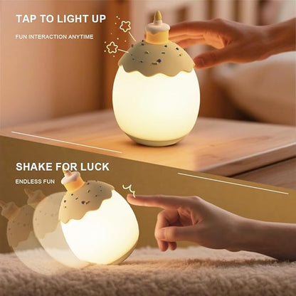 Silicone Night Light for Kids, Egg Baby Nursery Night Lamp with 3-Level Dimming & 30-Min Timer, Portable nightlight for Kids Bedroom,Birthday Cake-Shaped Night Light
