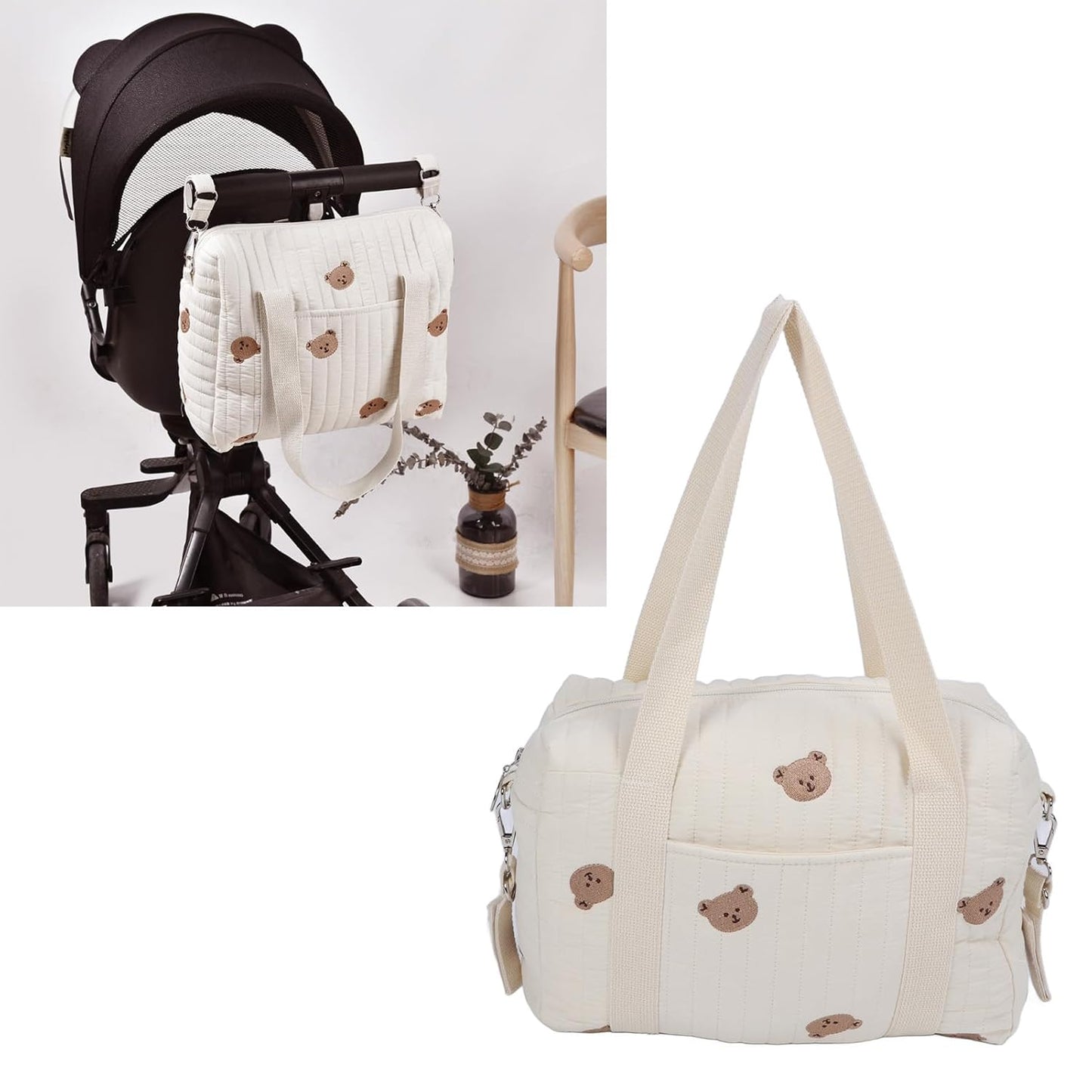 Fafeicy Universal Stroller Organizer, Multifunctional Baby Stroller Storage Bag Baby Stroller Bag Reusable Handbag Nappy Bag (Rabbit Bag)